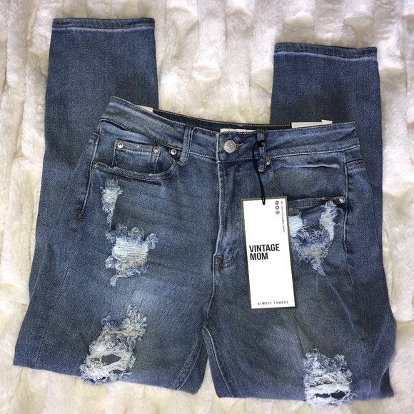 Almost Famous Jeans, Vintage Mom, Sz 7, Distressed - Picture 4 of 16